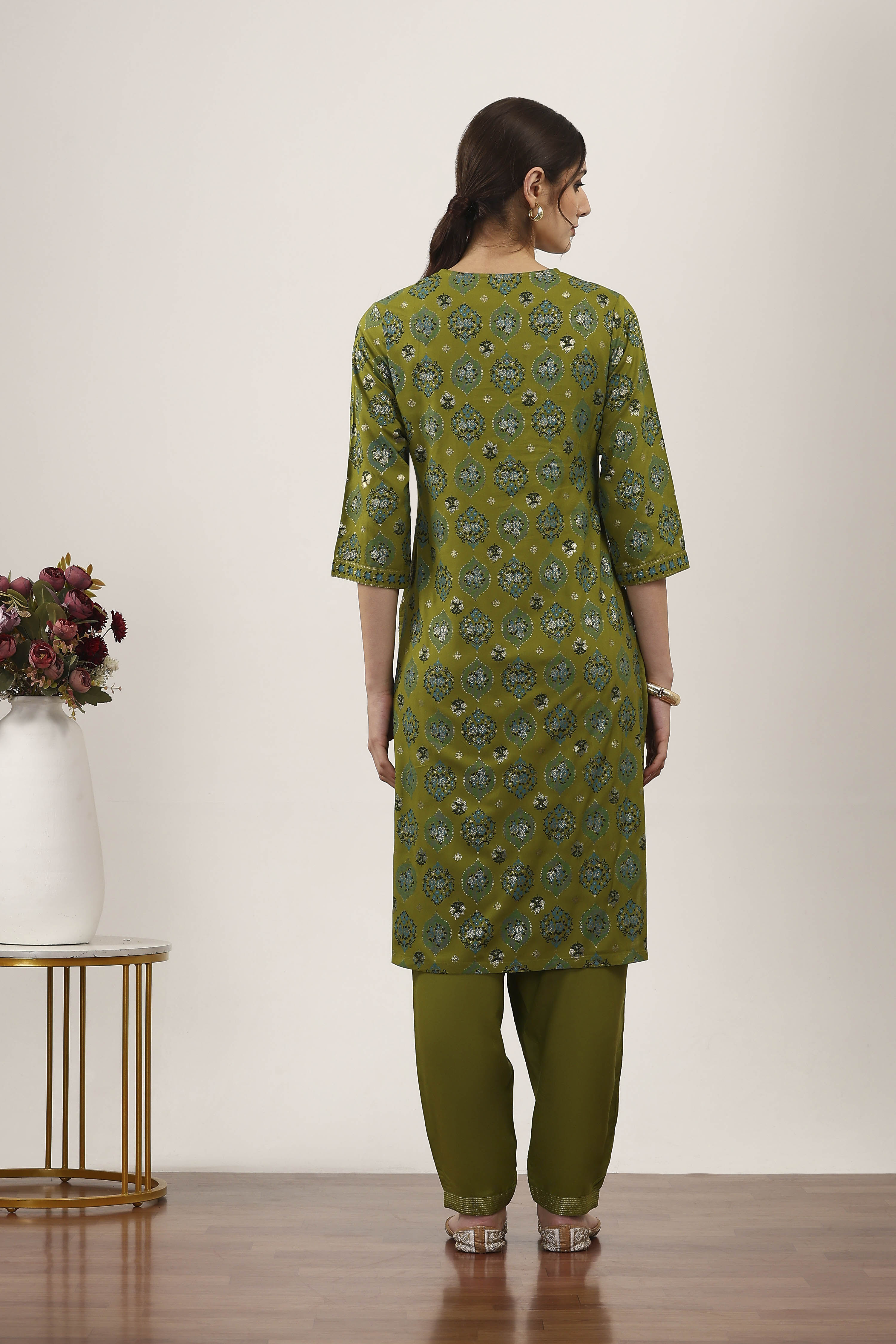 Blue Rayon Viscose Rayon Kurta Pants Set image number 4