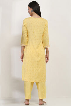 Yellow Printed Straight Suit Set image number 4