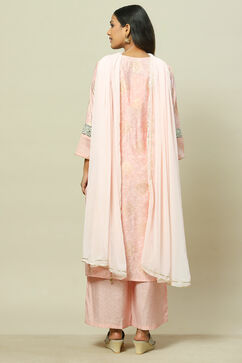 Light Pink Cotton Blend Woven Straight Kurta Suit Set image number 4