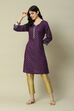 Purple Viscose Straight Printed Kurta image number 0