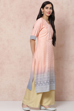 Peach LIVA Straight Kurta image number 3