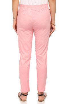 Light Pink Cotton Slim Pants image number 3