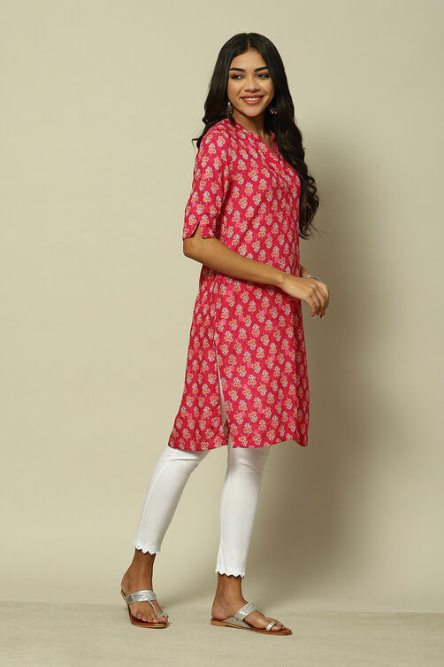 Mustard LIVA Straight Printed Kurta image number 3