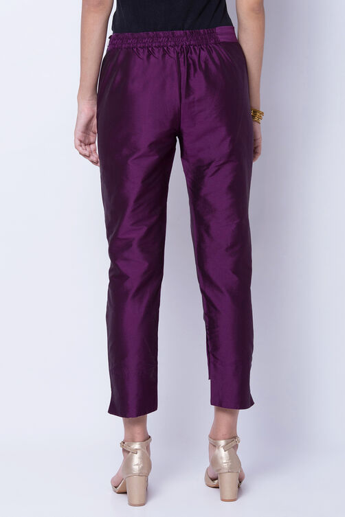 Purple Poly Cotton Slim Pants image number 4