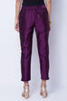 Purple Poly Cotton Slim Pants