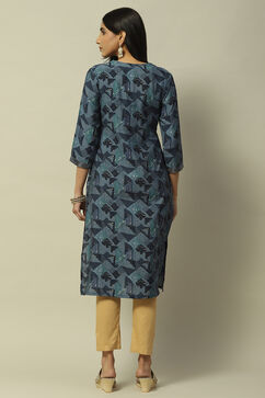 Blue Viscose Blend Staight Kurta image number 3