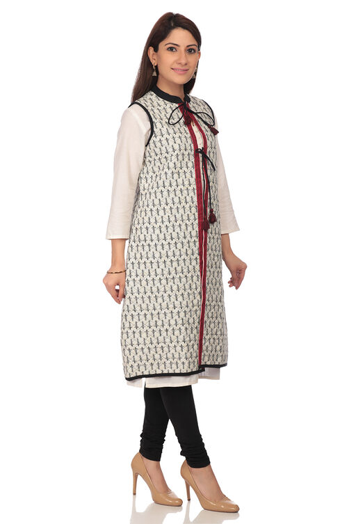 Ecru Straight Cotton Jacket image number 2