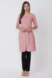 Pink Poly Cotton Straight Kurta image number 3
