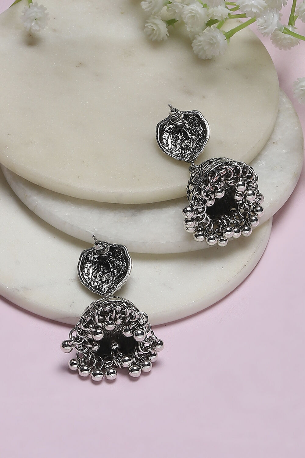 Silver Oxidize Alloy Jhumka image number 2