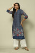 Indigo Blue LIVA Straight Printed Kurta image number 0