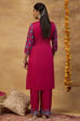 Fuschia Viscose Rayon Straight Printed Suit Set image number 5