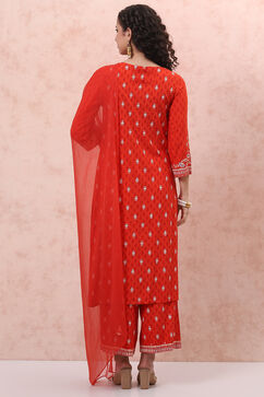 Orange LIVA Straight Suit Set image number 4