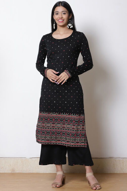 Black Acrylic Straight Suit Set image number 0