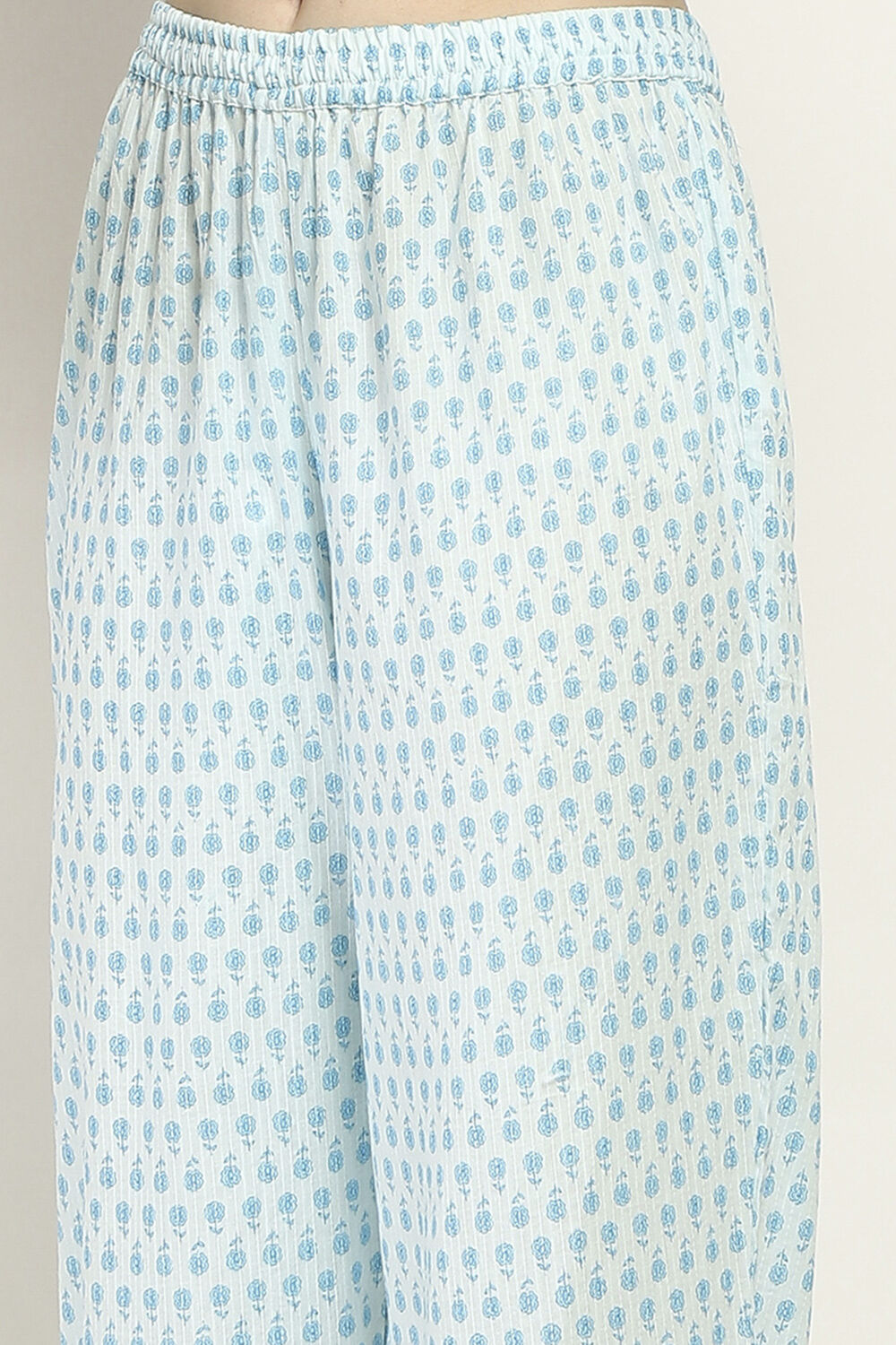 Blue Cotton Printed Straight Suit Set image number 2