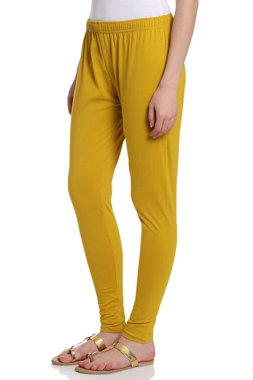 Mustard Cotton Jersey Leggings image number 2