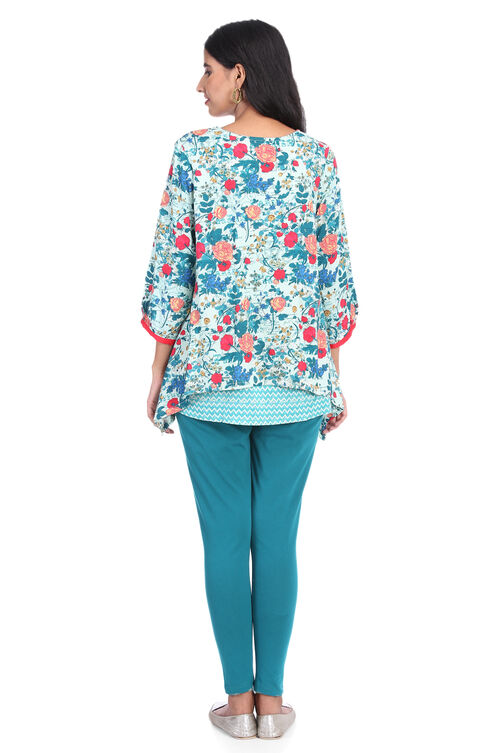 Mint Green Asymmetric Viscose Rayon Indie Top image number 5