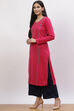 Pink Acrylic Straight Kurta image number 2
