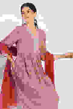 Pink Printed Gathered Suit Set image number 0