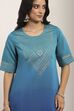 Blue Viscose Polyester Straight Suit Sets image number 1