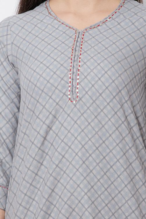 Grey Poly Cotton Straight Kurta image number 1