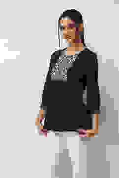 Indigo Solid Straight Gathered Top image number 2