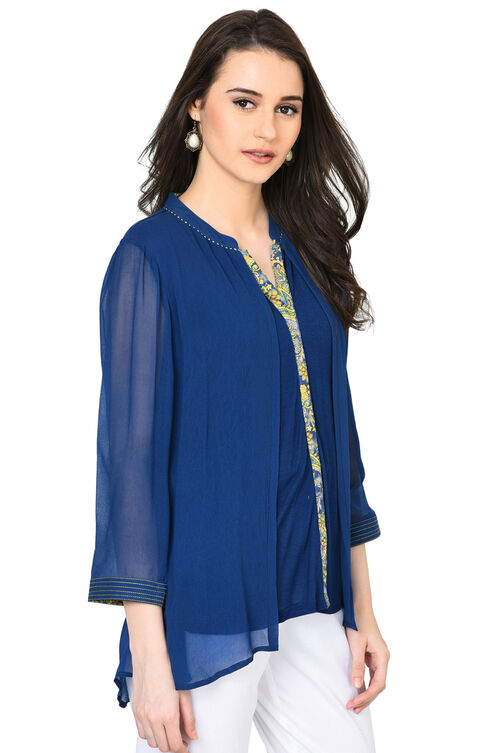 Indigo Straight Viscose Indie Top image number 1
