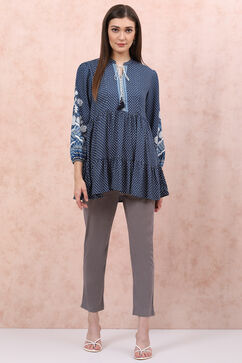 Grey Cotton Slim Pants image number 5