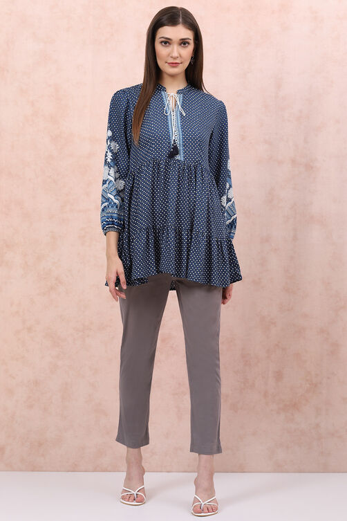 Grey Cotton Slim Pants image number 5