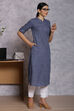 Blue Polyester Straight Kurta image number 3
