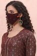 Brown Art Silk Face Mask image number 1