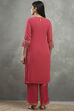 Pink Viscose Straight Kurta Pants Set image number 4