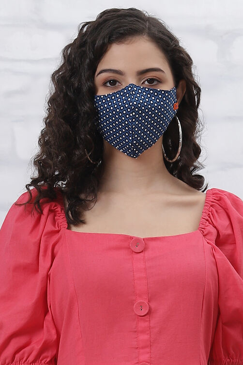 Blue Viscose Face Mask image number 0