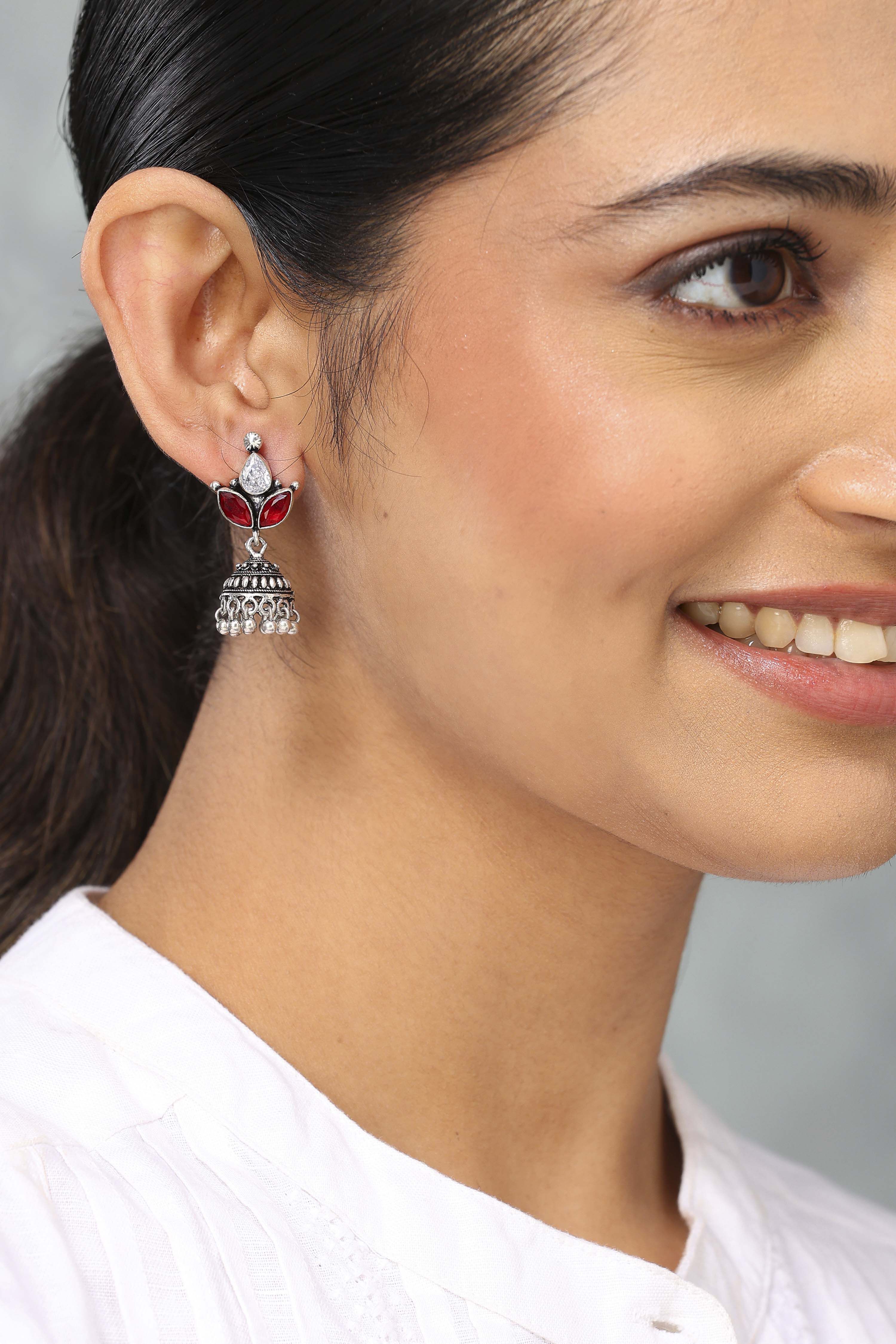 Red Brass Jhumka image number 1