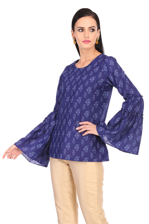 Indigo Straight Cotton Kurta image number 3
