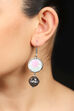 Handpainted Floral Pink Earrings With Filigree Beads image number 0
