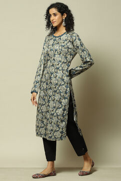 Blue Acrylic Printed Kurta image number 2