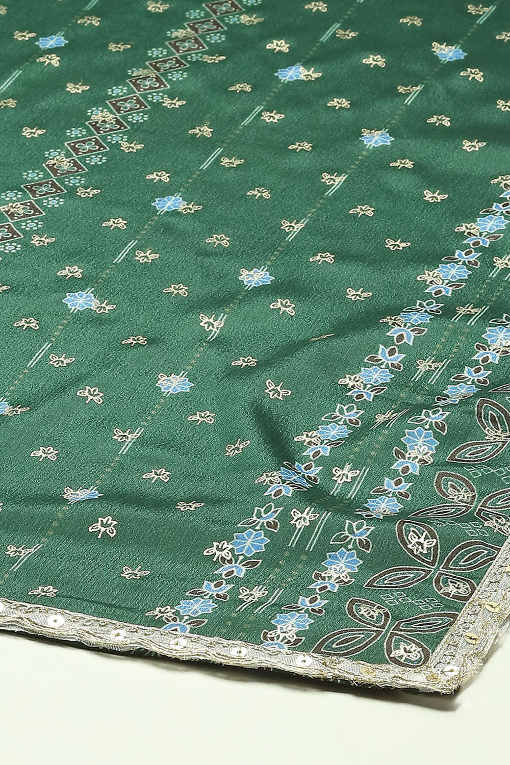 Green Polyester Straight Printed Kurta Palazzo Suit Set image number 3