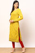 Turquoise Jacquard Straight Kurta image number 2