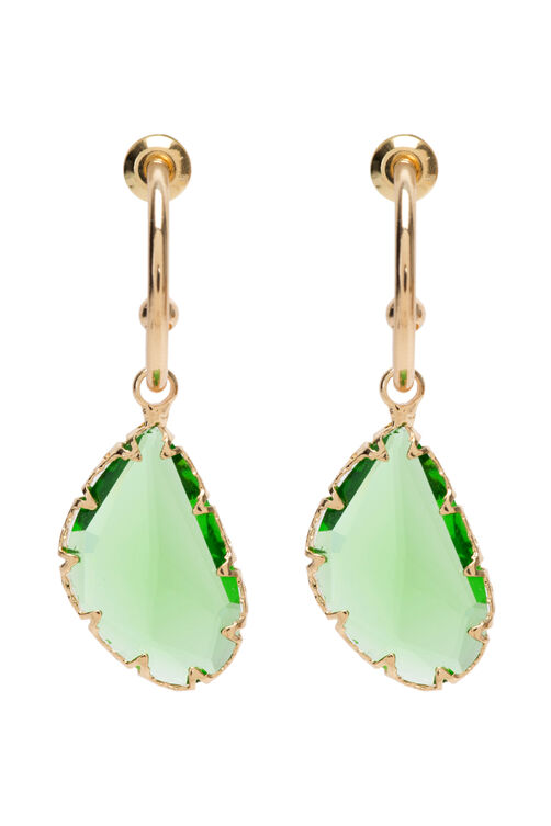 Green Stone Metal Brass Drop Earrings image number 1