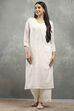 White Polyester Straight Kurta Pants Set image number 6