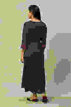 Black LIVA Straight Printed Dress image number 3