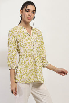 Olive Cotton Straight Kurti image number 4