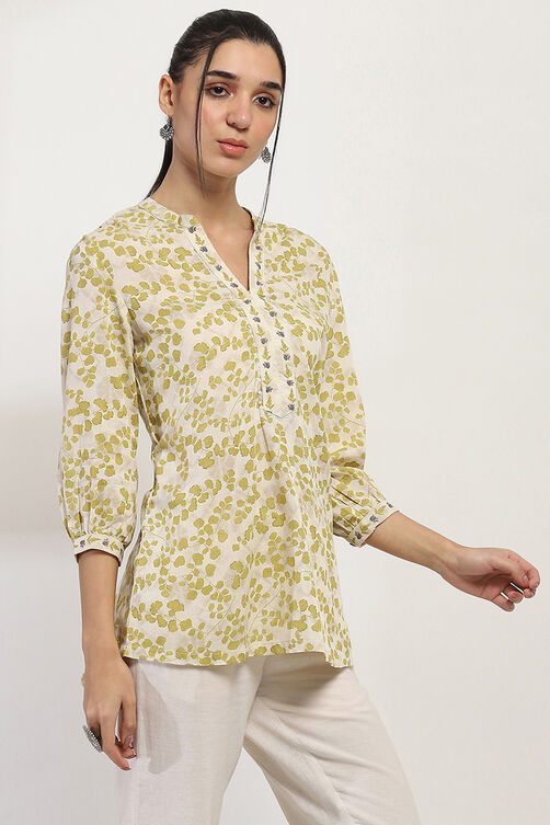 Olive Cotton Straight Kurti image number 4