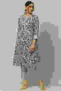 Black Rayon Straight Suit Set image number 0