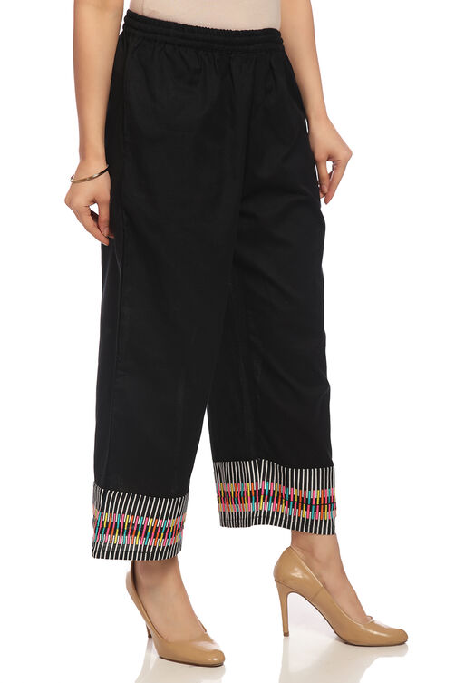 Black Cotton Fusion Pants image number 1