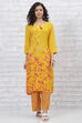Yellow LIVA Straight  Kurta Pants Set image number 0
