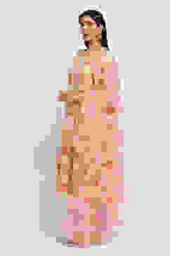 Beige and Pink Floral Straight Suit Set image number 3