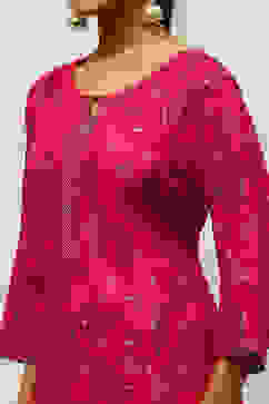 Magenta Printed Straight Suit Set image number 1