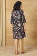 Black Viscose Blend Straight Printed Kurta image number 4
