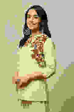 Ecru LIVA Straight Printed Top image number 2